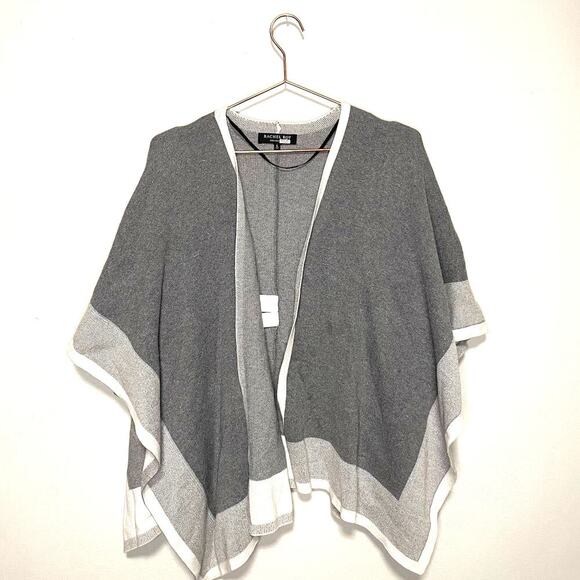 Rachel Roy Collection Gray Combo Colorblock Open Short Sleeve Shawl Size Large - Picture 5 of 11